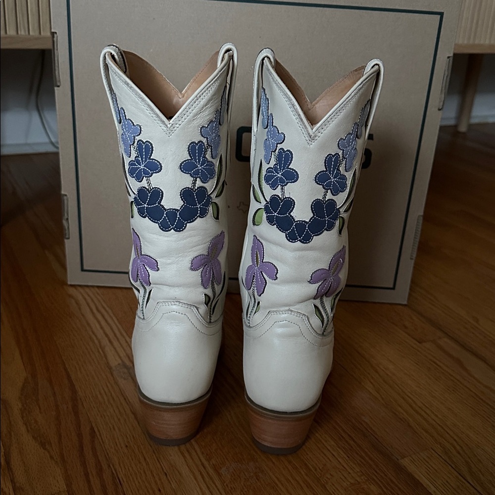 Tecovas Sadie Bone Floral Meadow Cowgirl Boots 8.5 - Picture 5 of 11